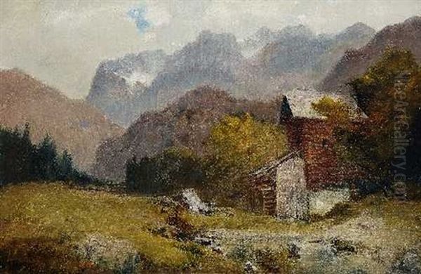 Gebirgslandschaft Mit Muhle Oil Painting by Ludwig Correggio