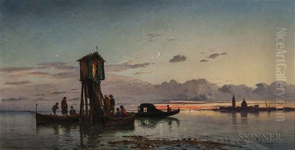 Shrine At Venice, Sundown Oil Painting by Hermann David Solomon Corrodi