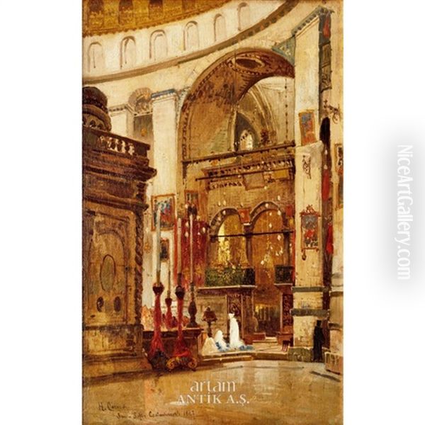 Ayasofya Ici Oil Painting by Hermann David Solomon Corrodi