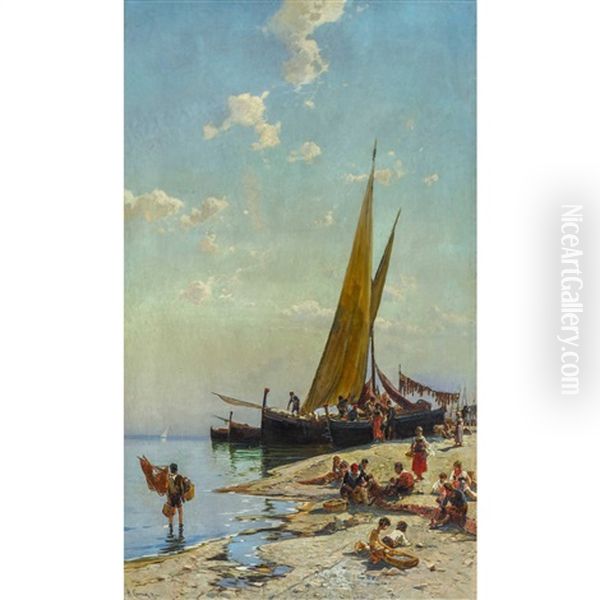 Marina (napoli) Oil Painting by Hermann David Solomon Corrodi