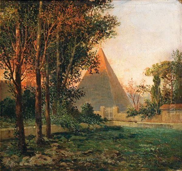 Pyramide Cestia De Rome Oil Painting by Hermann David Solomon Corrodi