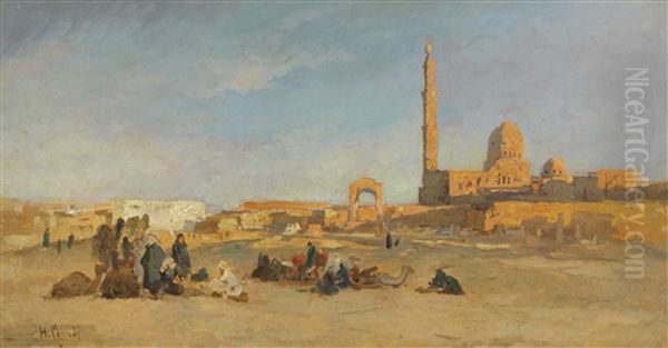 Blick Auf Die Kalifengraber Von Kairo Oil Painting by Hermann David Solomon Corrodi