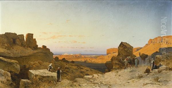 Cairo, The Pyramids Beyond Oil Painting by Hermann David Solomon Corrodi