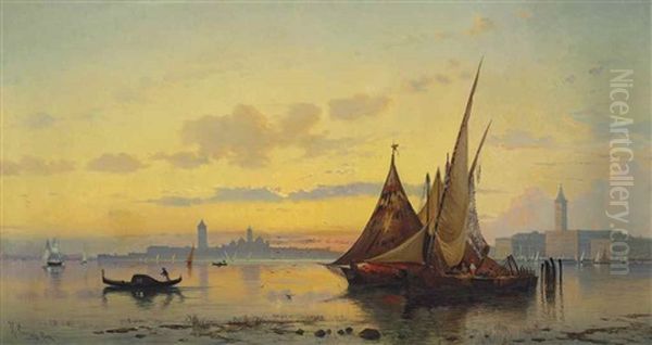 The Lagoon, Venice Oil Painting by Hermann David Solomon Corrodi