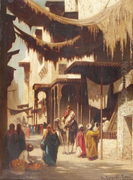 Rue Bab El Nacer Oil Painting by Hermann David Solomon Corrodi