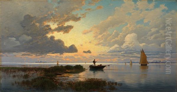 Abendstimmung In Der Lagune Von Venedig Oil Painting by Hermann David Solomon Corrodi