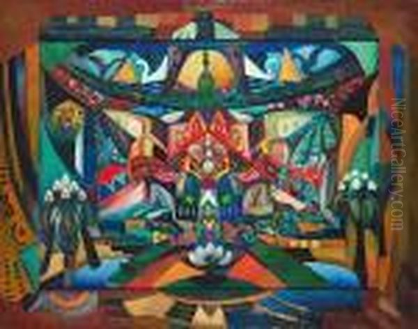 Composition Aux Deux Cygnes Oil Painting by Francois Angiboult