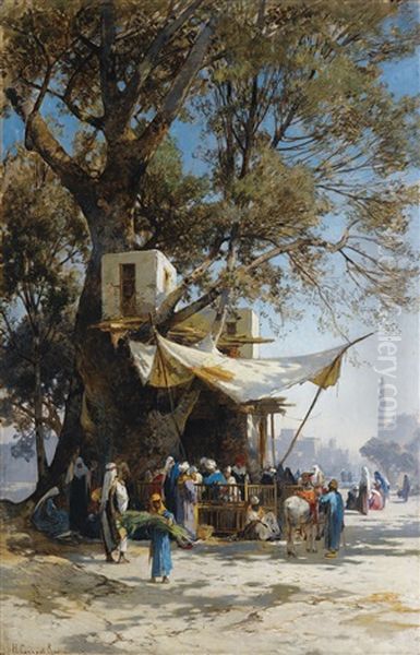 Scene De Marche Oil Painting by Hermann David Solomon Corrodi