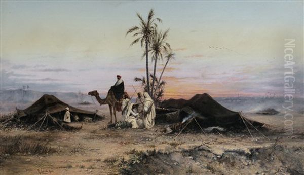 Tramonto Sull'oasi Oil Painting by Hermann David Solomon Corrodi