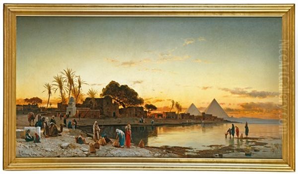 Nilusi Naplemente Oil Painting by Hermann David Solomon Corrodi