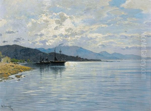 Dalmatinische Kuste Mit Segelschiffen Oil Painting by Hermann David Solomon Corrodi