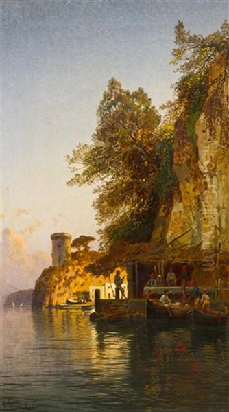 An Afternoon By The Sea Oil Painting by Hermann David Solomon Corrodi