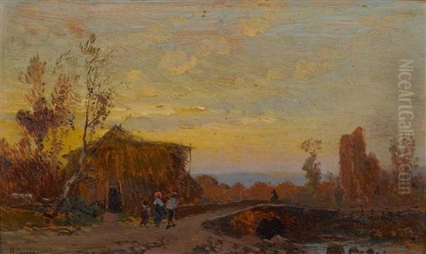 Weite Landschaft Oil Painting by Hermann David Solomon Corrodi