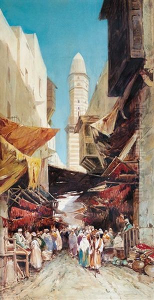 Mercato Al Cairo Oil Painting by Hermann David Solomon Corrodi