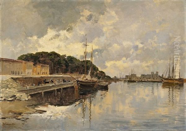 Hafenansicht In Der Venezianischen Lagune Oil Painting by Hermann David Solomon Corrodi