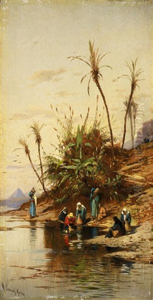 Am Nil Oil Painting by Hermann David Solomon Corrodi