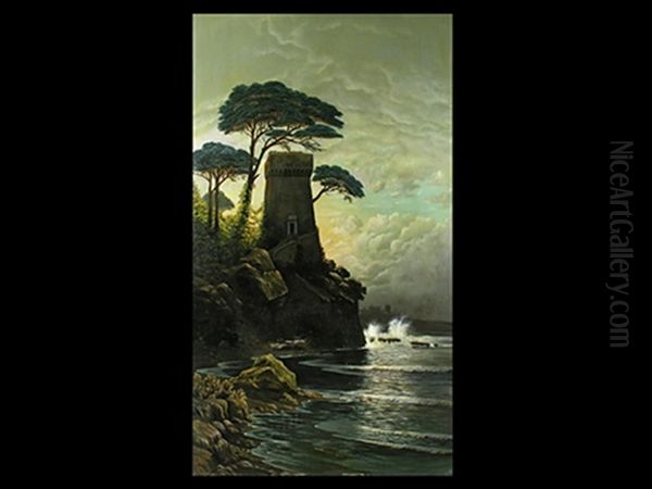 Ansicht Des Kastells Von Lerive Oil Painting by Hermann David Solomon Corrodi