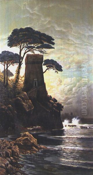 Ansicht Des Kastells Von Lerive Oil Painting by Hermann David Solomon Corrodi