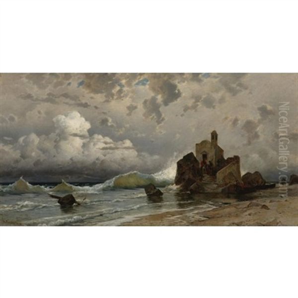 A Coastal Scene With A Sentinel's Post Oil Painting by Hermann David Solomon Corrodi