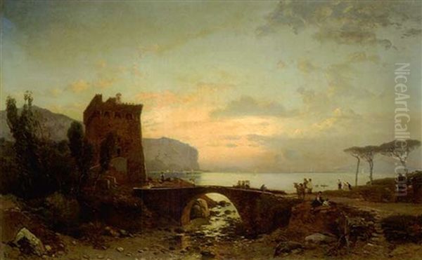 Abendsonne An Suditalienischer Kuste Oil Painting by Hermann David Solomon Corrodi