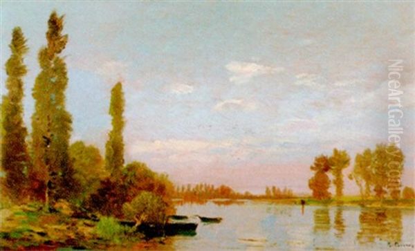 Abendliche Flusslandschaft Oil Painting by Hermann David Solomon Corrodi