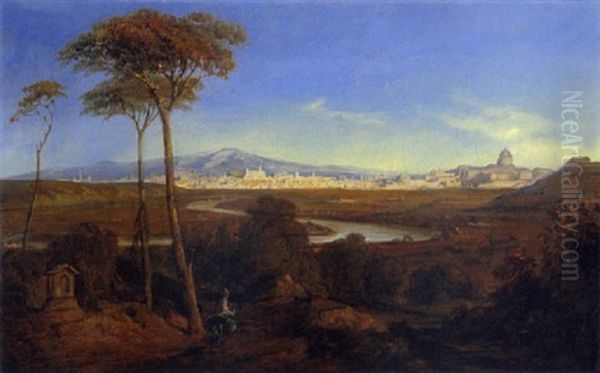 Blick Auf Rom Und Den Tiber Oil Painting by Hermann David Solomon Corrodi