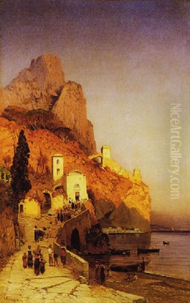 Costiera Amalfitana Oil Painting by Hermann David Solomon Corrodi