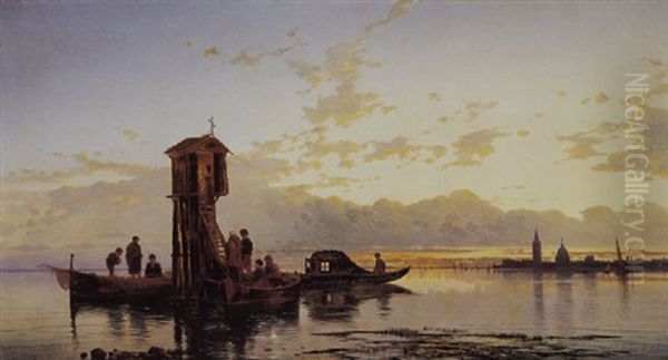 Preghiera Del Vespro In Laguna Oil Painting by Hermann David Solomon Corrodi