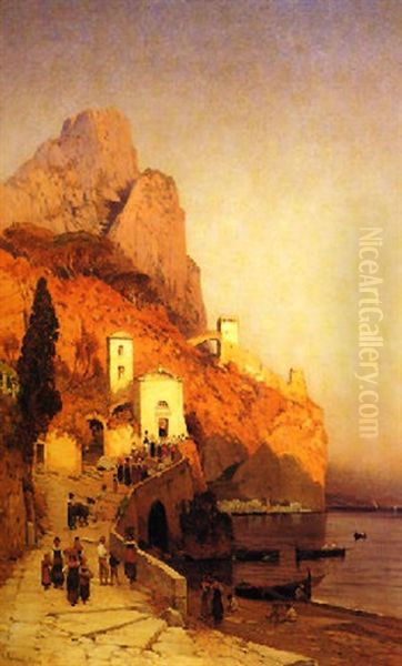 L'ora Vespertina Ad Atrani Oil Painting by Hermann David Solomon Corrodi