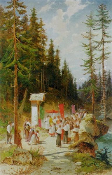 The Procession Oil Painting by Hermann David Solomon Corrodi