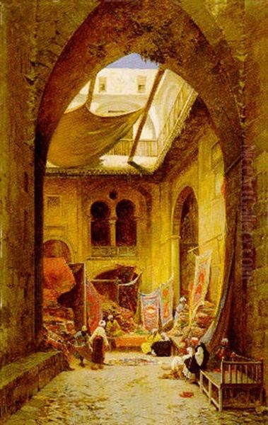 The Carpet Merchant Oil Painting by Hermann David Solomon Corrodi