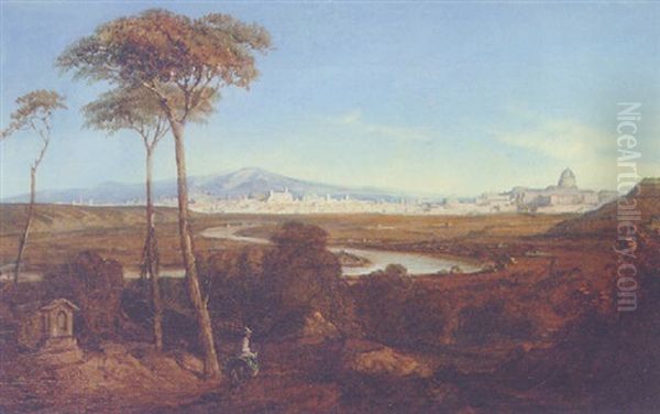 Rome And The Tiber From The Roman Campagna Oil Painting by Hermann David Solomon Corrodi