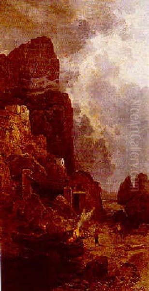 Pescatori A Capri Oil Painting by Hermann David Solomon Corrodi