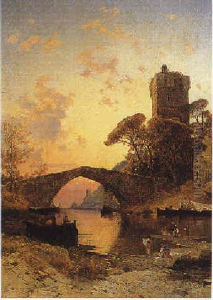 Paesaggio Della Costa Laziale Oil Painting by Hermann David Solomon Corrodi