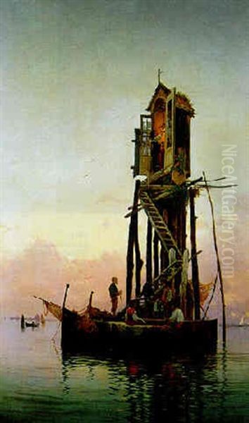 Andacht Der Fischerfamilie Oil Painting by Hermann David Solomon Corrodi