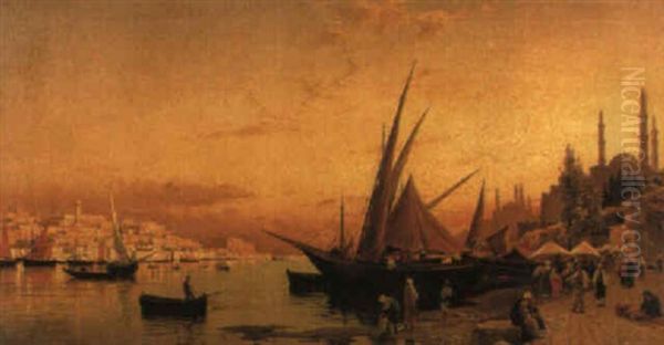 Konstantinopel: Ansicht Uber Die Meerenge Oil Painting by Hermann David Solomon Corrodi