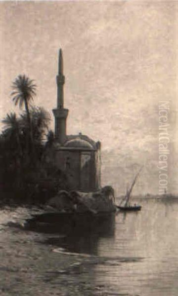 The Waters By Golden Light Oil Painting by Hermann David Solomon Corrodi