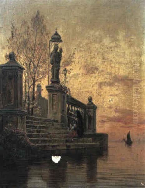 Evening Prayers, Venice Oil Painting by Hermann David Solomon Corrodi