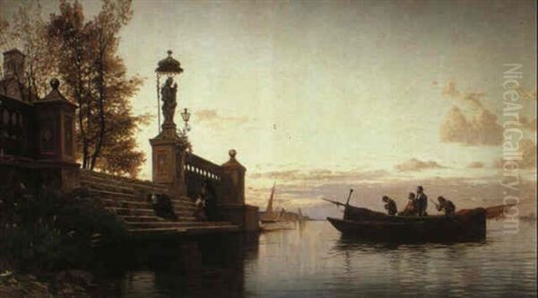 Evening Prayers, Venice Oil Painting by Hermann David Solomon Corrodi