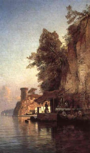 Fischeridylle Oil Painting by Hermann David Solomon Corrodi