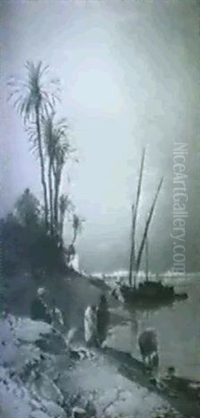 The Bank Of The Nile Oil Painting by Hermann David Solomon Corrodi