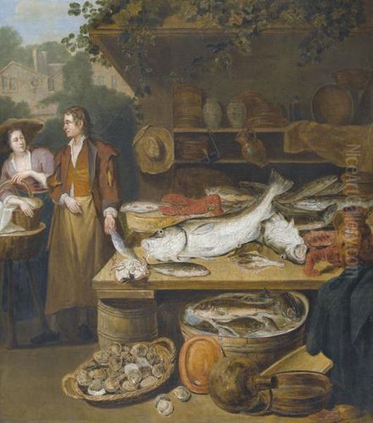 Der Fischmarkt Oil Painting by Pieter Angillis