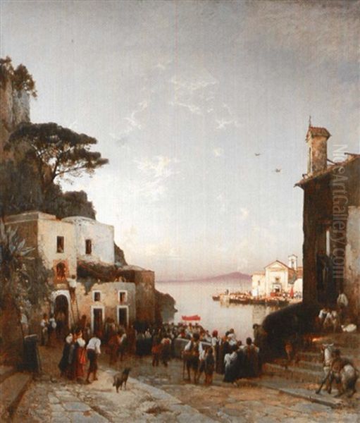 Processione A Sorrento Oil Painting by Hermann David Solomon Corrodi
