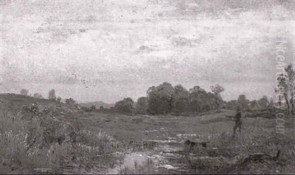 Moorlandschaft Mit Jager Oil Painting by Hermann David Solomon Corrodi