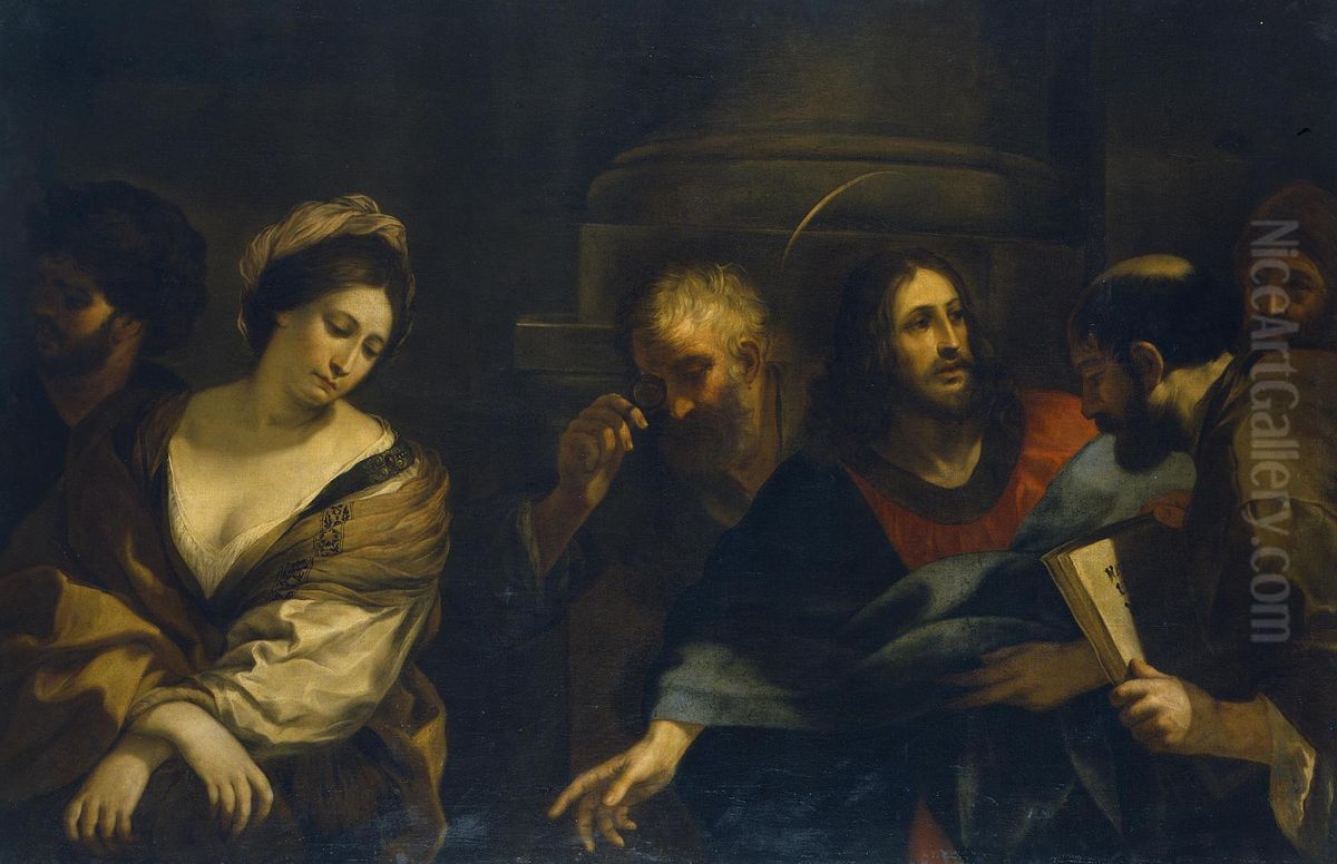 Christ And The Woman Taken In Adultery Oil Painting by Pietro da Cortona