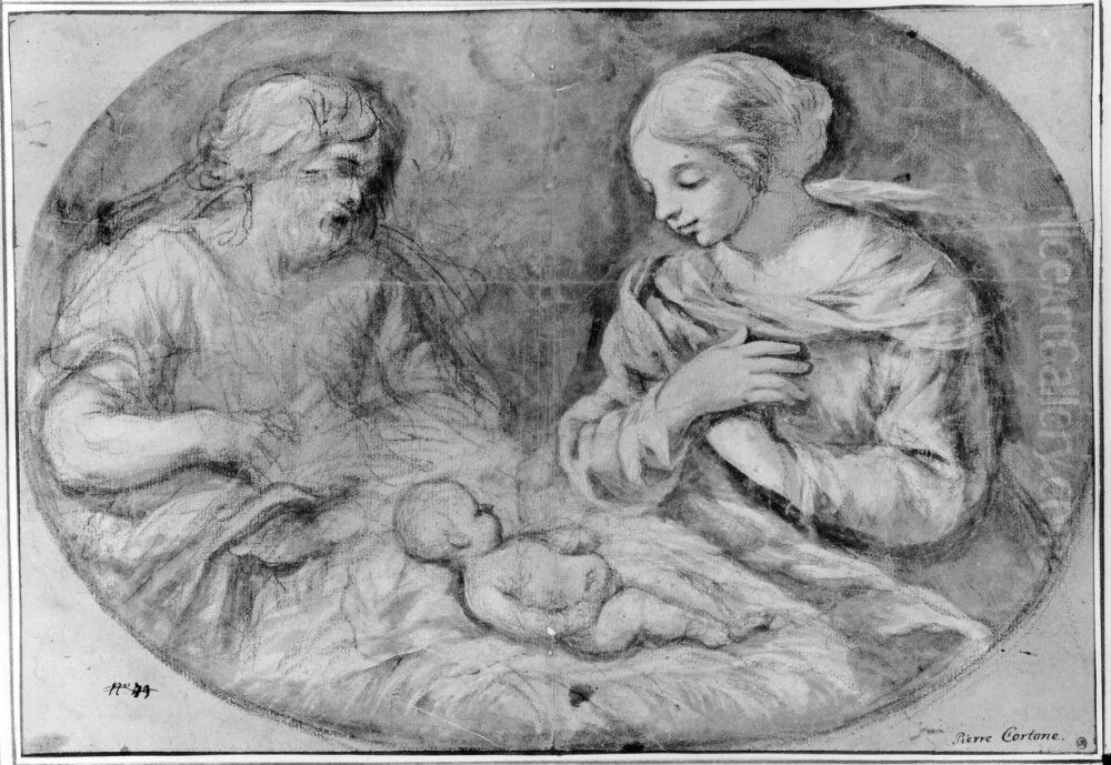 The Holy Family Oil Painting by Pietro da Cortona