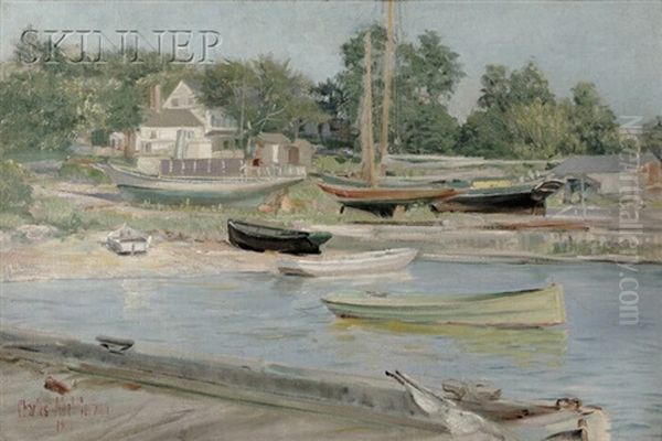 Ship Ways, Northport, L.i. Oil Painting by Charles Abel Corwin