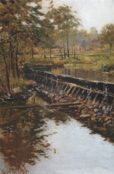 Dam In Washington, Dc Oil Painting by Charles Abel Corwin