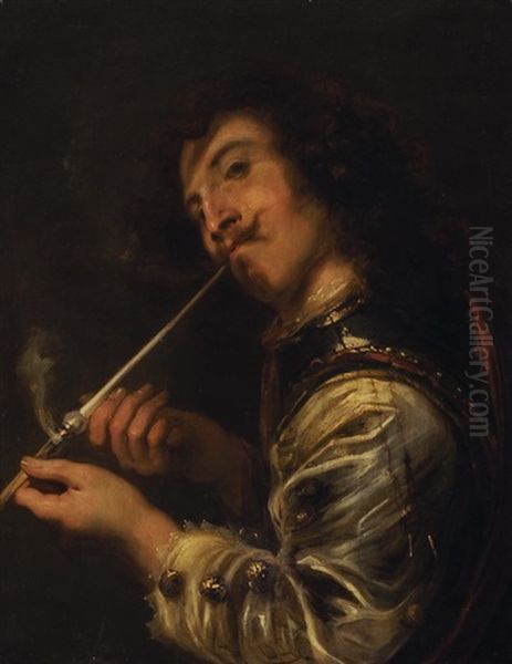 Pfeife Rauchender Kavalier Oil Painting by Jan Cossiers
