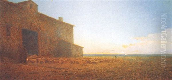 Retour A La Bergerie Oil Painting by Paul Costes